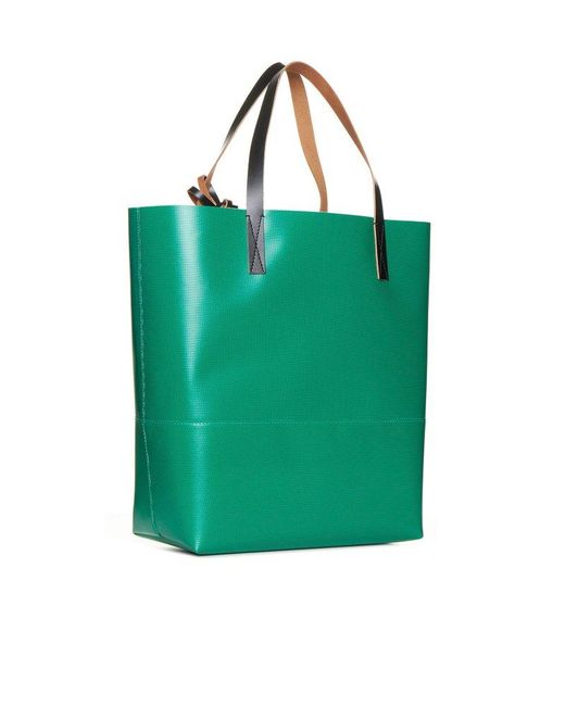 Marni Green Tribeca Logo Printed Tote Bag for men