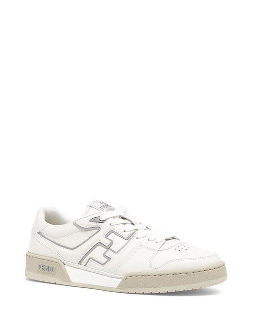 Fendi White 'Match' Tonal Low-Top Sneakers With Ff Detail for men