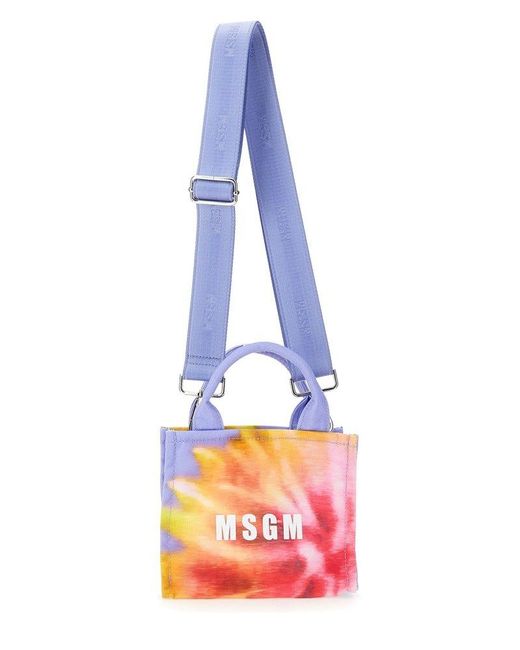 MSGM Pink Logo Printed Mini Tote Bag
