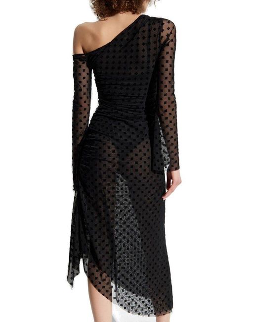 M I S B H V Black Dress With Monogram And Velvet Finish