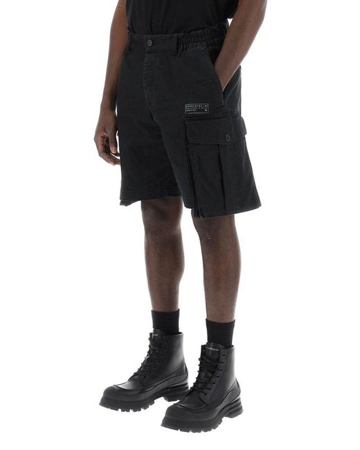 DSquared² Black Straight Leg Cargo Shorts for men