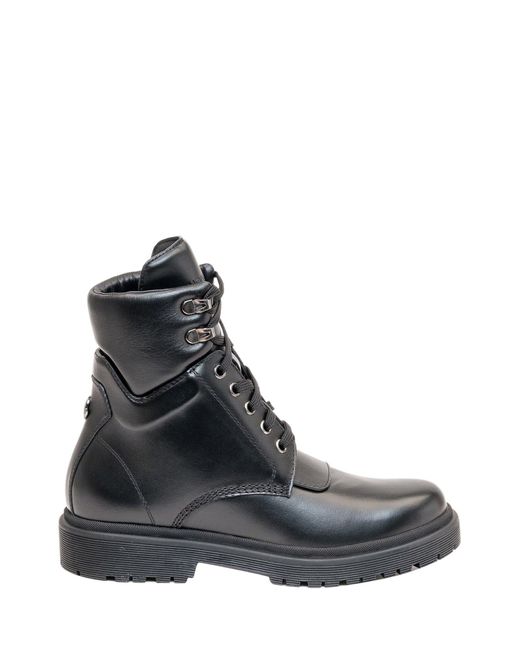 Moncler Leather Patty Combat Boots in Black - Lyst