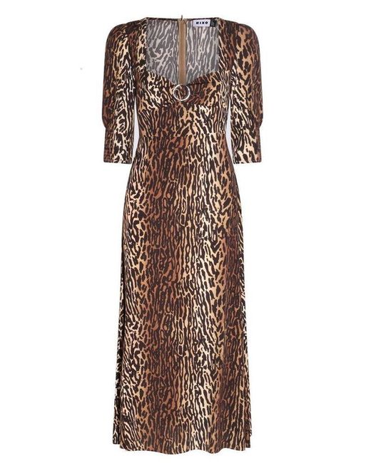 Rixo Multicolor All-over Leopard Printed Midi Dress