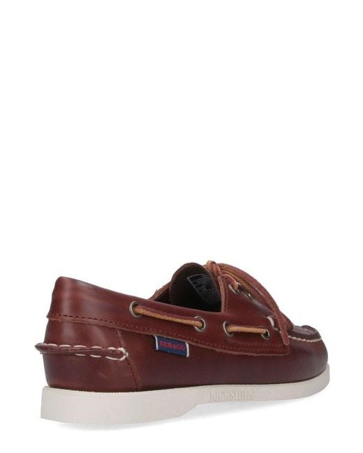 Sebago Brown Docksides Portland Waxed Boat Shoes