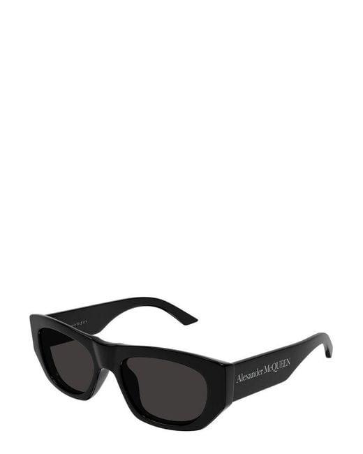 Alexander McQueen Black Rectangle Frame Sunglasses