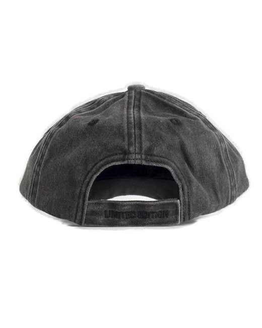 Vetements Gray Logo Embroidered Curved Peak Cap for men