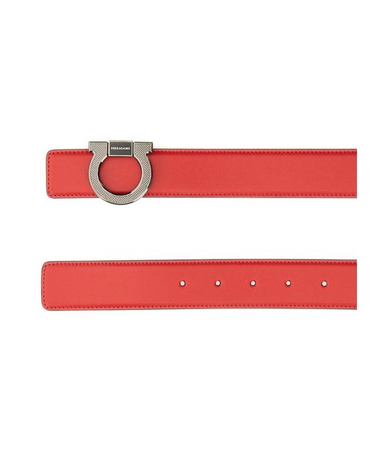 Ferragamo Red Leather Belt for men