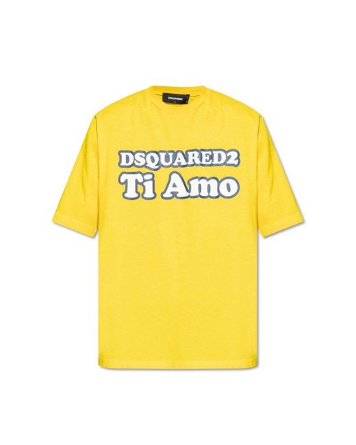 DSquared² Yellow T-shirt With Logo, for men