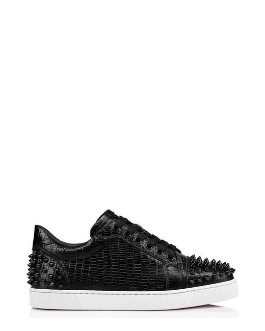 Christian Louboutin Black Vieira 2 Embellished Leather Sneakers