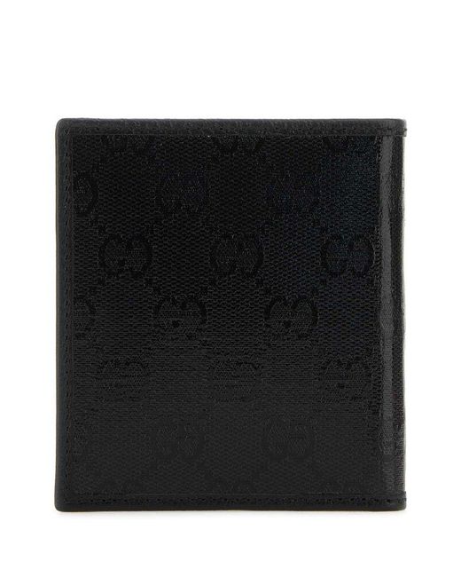 Gucci Black Folding Wallet With Monogram for men