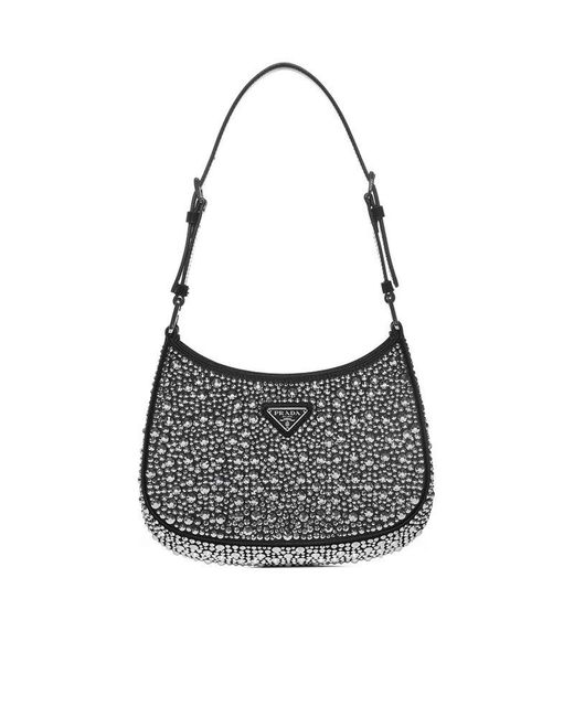 Prada Black Cleo Crystal Shoulder Bag