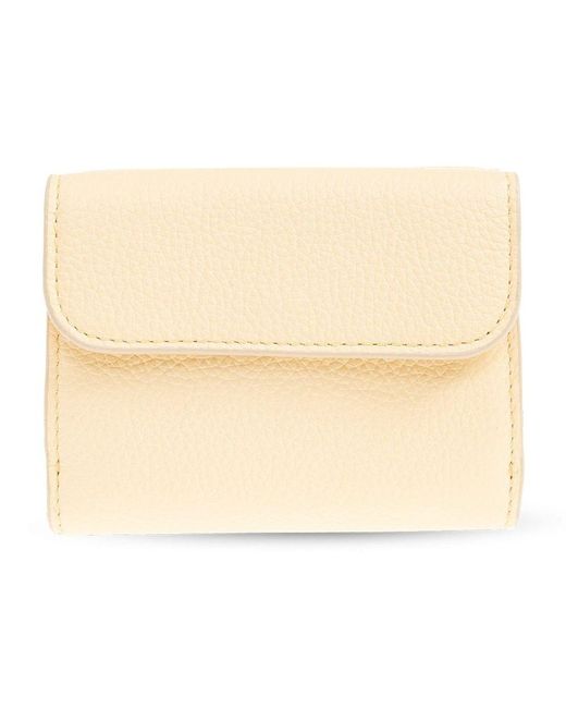 Chloé Logo Buckle Tri-fold Wallet in Natural | Lyst