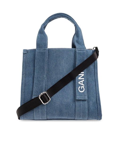 Ganni Blue Shoulder Bag With Logo