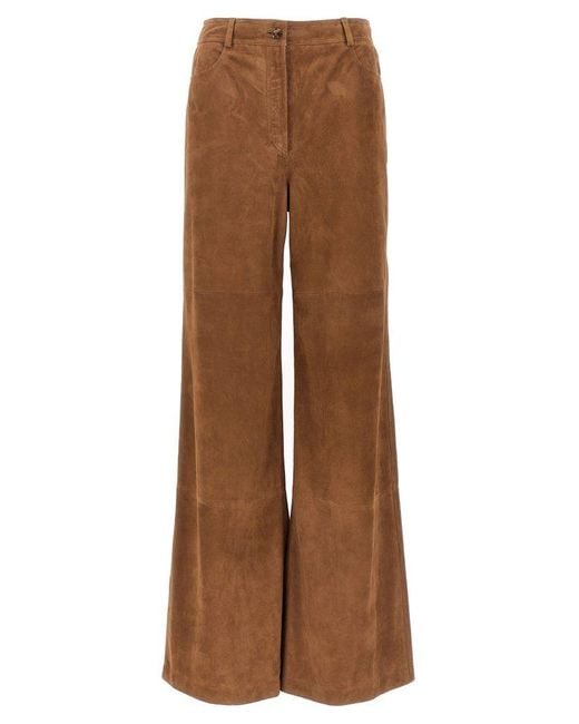 パンツ A FERRETTI Woman Pants Brown 03346635 0097 Alberta Ferretti Suede Pants in Brown | Lyst