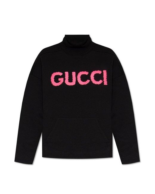 Gucci Black Sweatshirt With Standing Collar