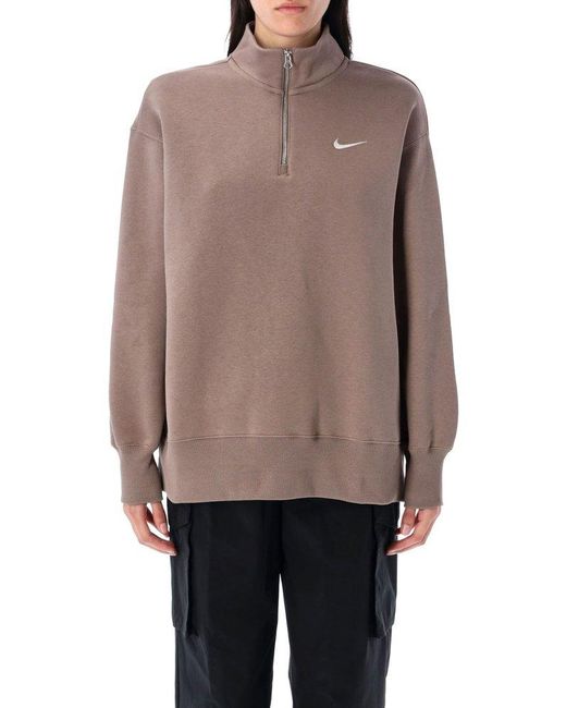 Nike Gray Oversized 1/4-Zip Sweatshirt