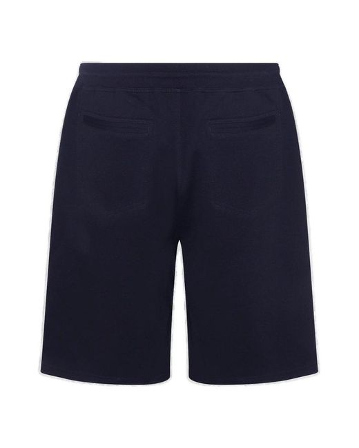 Brunello Cucinelli Blue Drawstring Straight Leg Bermuda Shorts for men