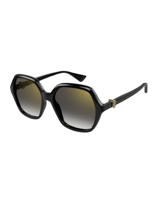 Cartier Black Geometric Frame Sunglasses