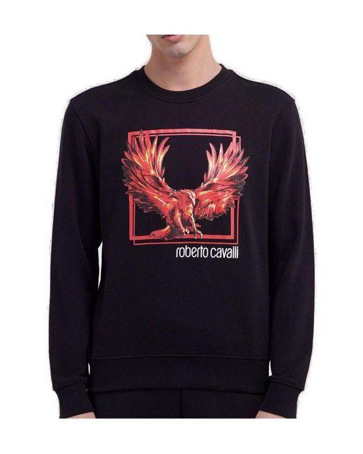Roberto Cavalli Black Printed Sweatshirt for men