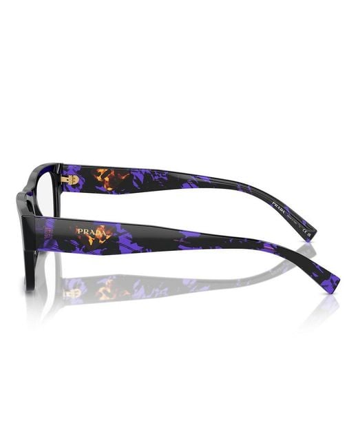 Prada Black Rectangular Frame Glasses for men