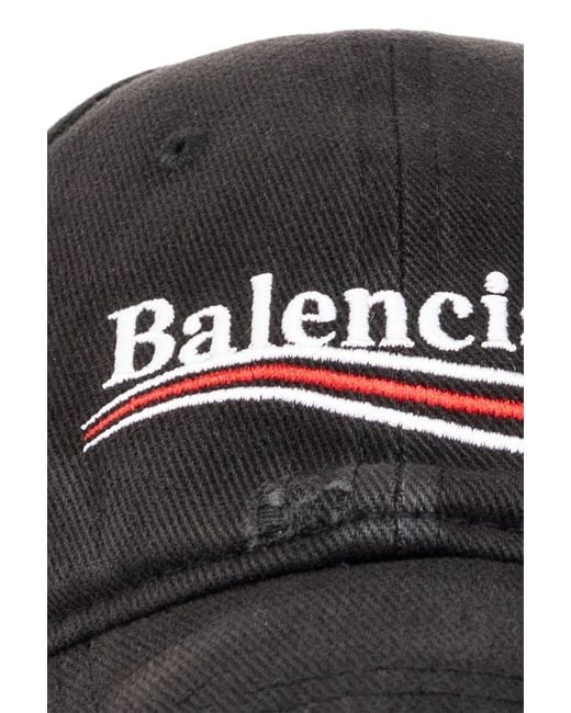 Balenciaga Black Political Cotton Baseball Cap for men