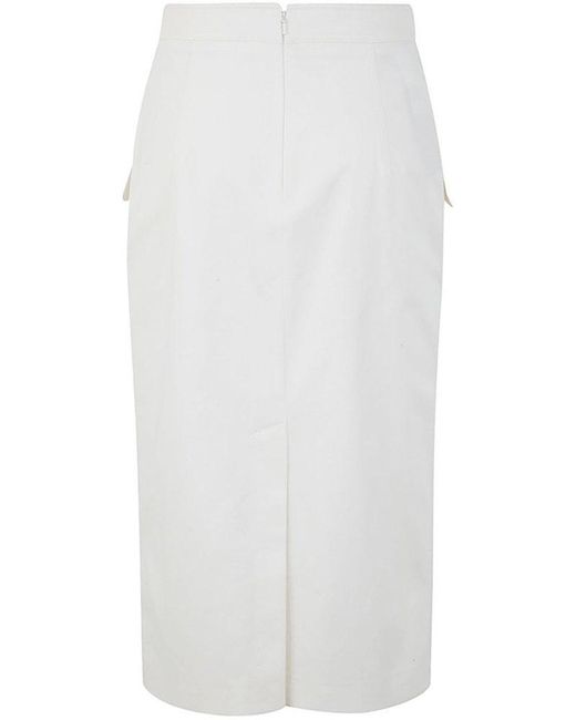 Alberta Ferretti White Stretch Gabardine Skirt Clothing