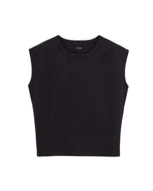 Lemaire Black Crewneck Sleeveless Jersey T-shirt
