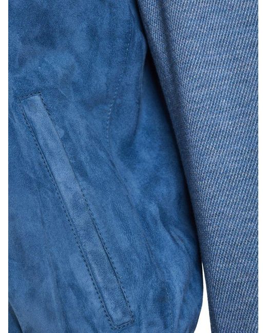 Enrico Mandelli Blue Zipped Bomber Jacket for men
