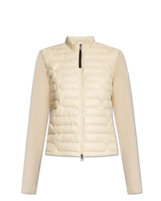Moncler Natural Cardigan With Quilted Front,