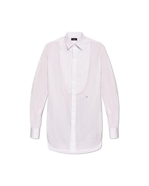 DSquared² White Logo Embroidered Long-sleeved Shirt