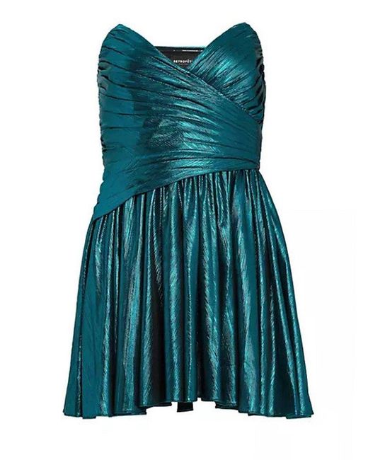 retroféte Green Jayda Flared Strapless Mini Dress