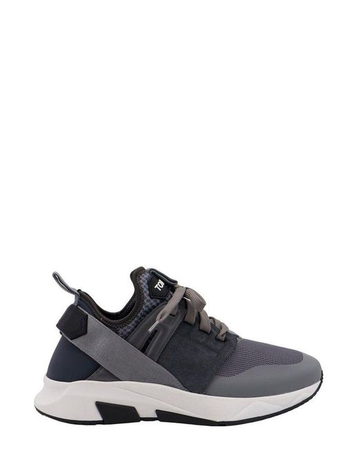 Tom Ford Black Logo Patch Low-top Sneakers for men