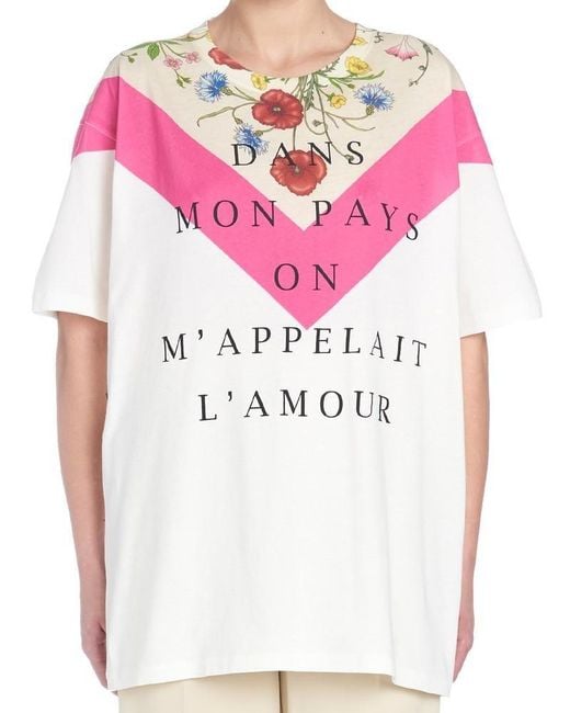 Gucci White Dans Mon Pays On M'appelai L'amour T-shirt