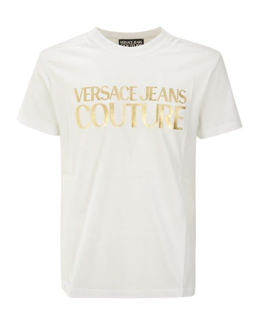Versace White 76up600 S Logo Thick Foil T-shirt for men