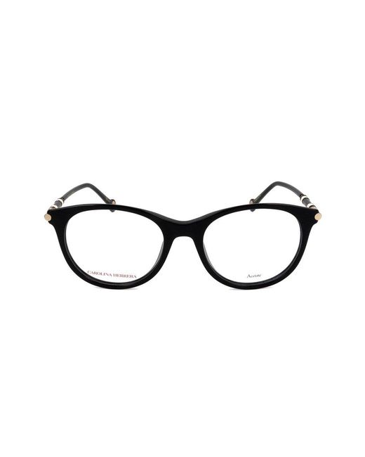 Carolina Herrera Black Round Frame Optical Glasses