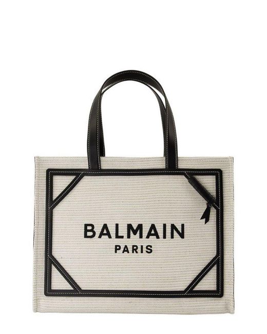 Balmain White Medium B-Army Tote Bag