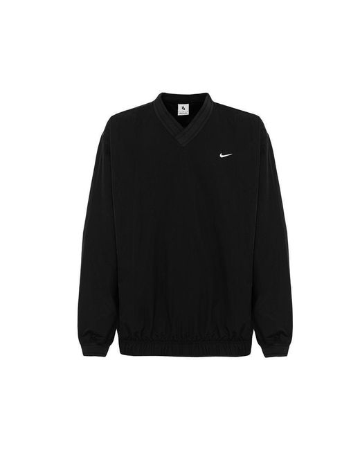 Nike Black Solo Swoosh Crinkled Drop Shoulder Sweatshirt for men