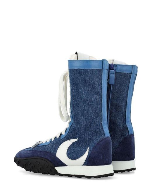MARINE SERRE Blue Lace-up High Moon Sneaker