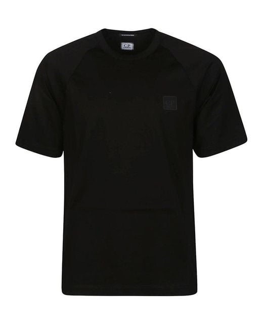 C P Company Black Mercerized Cotton T-shirt for men