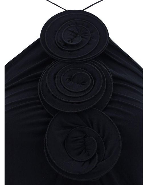 Magda Butrym Black Floral-appliqué Halterneck Sleeveless Maxi Dress