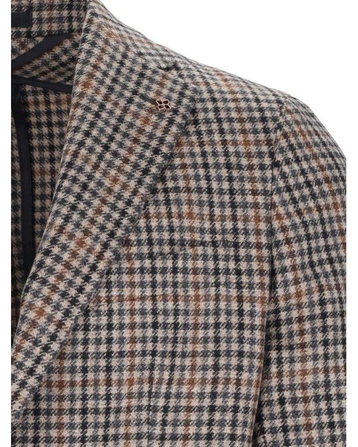 Tagliatore Black Checkered Blazer Jacket for men