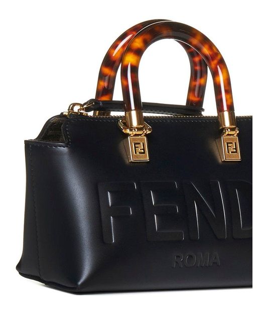 Fendi Black By The Way Mini Raffia Tote Bag
