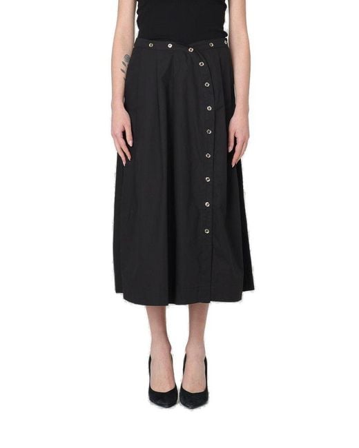 Pinko Black Button-up Midi Poplin Skirt