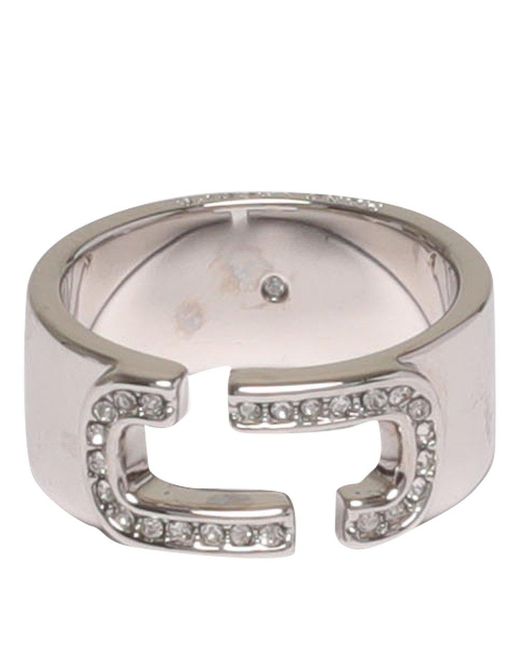 Marc Jacobs The J Marc Pavé Ring in Metallic Lyst UK