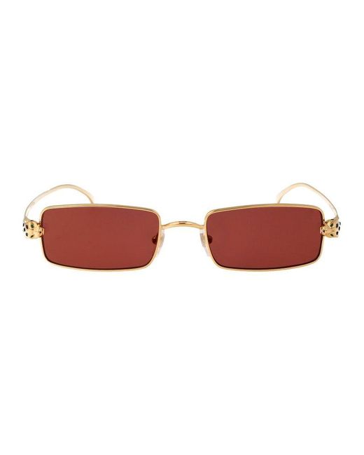 Cartier Red Rectangle Frame Sunglasses
