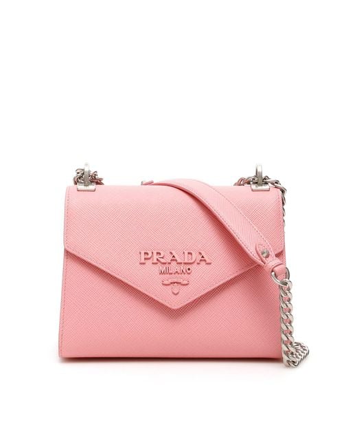 Prada Leather Envelope Chain Strap Shoulder Bag in Pink | Lyst Canada