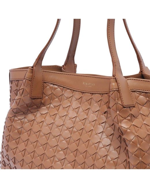 Serapian Brown Small Secret Top Handle Bag