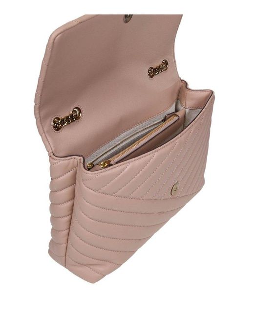 Tory Burch Pink Shoulder Bag In Quilted Leather
