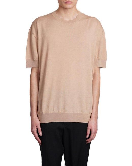 Jil Sander Brown Short-sleeved Knitted T-shirt for men