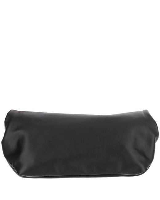 Jil Sander Black Calfskin Leather Flap Shoulder Bag